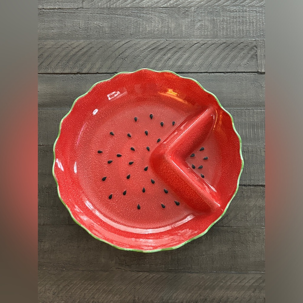 Williams Sonoma Watermelon Scalloped Divider Dish